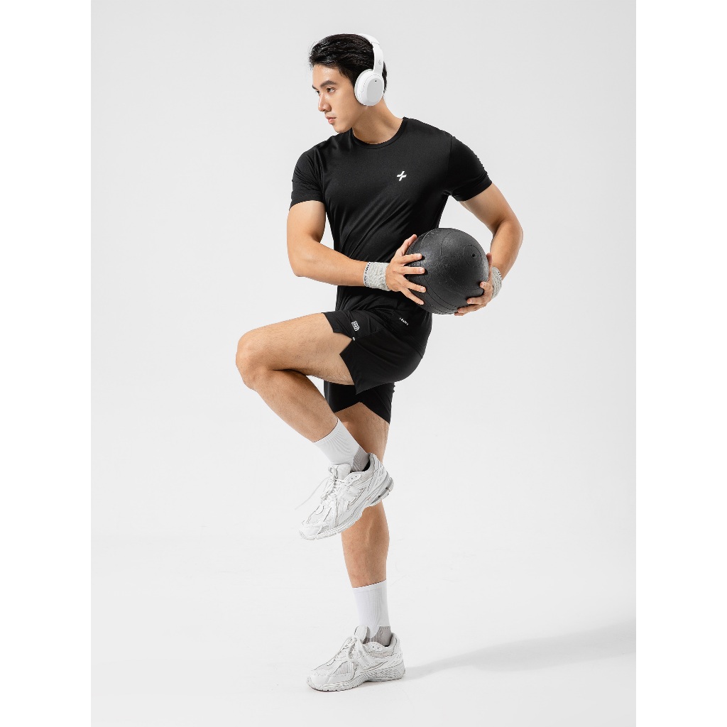 [TẶNG COMBO 2 TẤT]Set GYM Áo thun thể thao Melange Exdry và Quần Short 5 inch Essentials co giãn Coolmate
