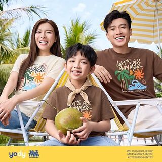[DREAM TEAM] Áo thun phông gia đình ba mẹ bé YODY Let's Go Summer vải cotton compact MCTS26S027 WCTS26S020