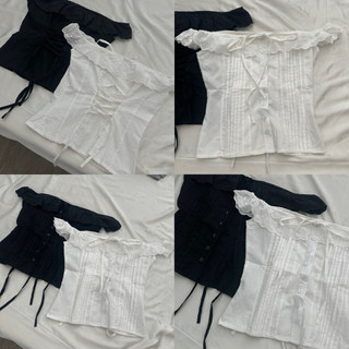 CHILLIE TOP - Áo Kiểu Bôi Thêu DEROSE Trễ Vai Mang Được 2 Kiểu Thắt Dây Sau Lưng - Áo BabyDoll thiết eo AB211