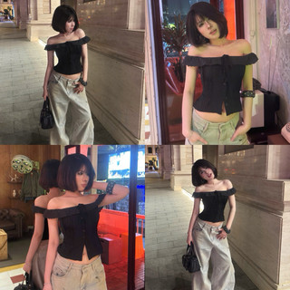 CHILLIE TOP - Áo Kiểu Bôi Thêu DEROSE Trễ Vai Mang Được 2 Kiểu Thắt Dây Sau Lưng - Áo BabyDoll thiết eo AB211