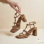 Giày Cao Gót 7P Đế Vuông Sandal Quai Ngang 3 Dây HADU MM7159 Da Vân Siêu Bền BH 12T