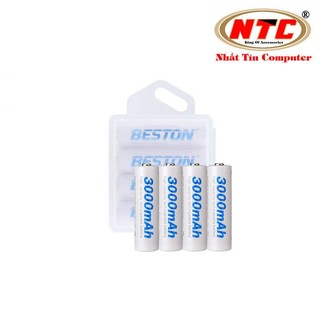 Vỉ 4 viên pin sạc Beston AA 3300mAh 1.2V Ni-Mh - kèm hộp nhựa (trắng)