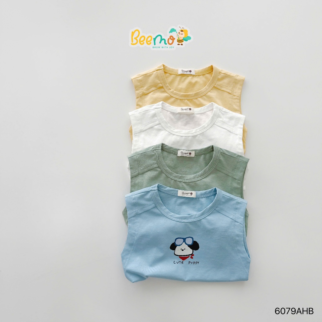 Áo ba lỗ in hình động vật Beemo chất liệu cotton co giãn thoáng khí cho bé 9-21kg