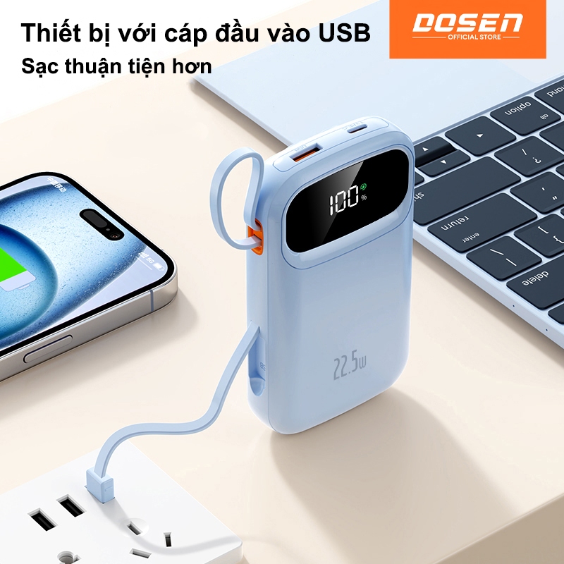DOSEN Pro sạc dự phòng power bank pd22.5w 10000mah tự mang theo dây đôi pin dự phòng màn hình led tích hợp tích hợp | BigBuy360 - bigbuy360.vn