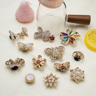 Bộ 12 Sticker, Charm 3D chủ đề Hoa lấp lánh nhựa cứng gắn Dép Sục, Cá sấu JB-453 Mita