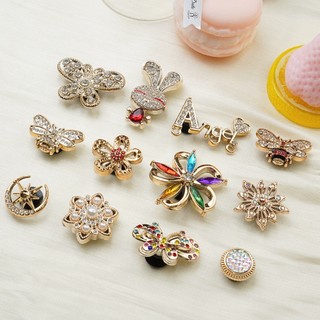 Bộ 12 Sticker, Charm 3D chủ đề Hoa lấp lánh nhựa cứng gắn Dép Sục, Cá sấu JB-453 Mita