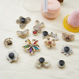 Bộ 12 Sticker, Charm 3D chủ đề Hoa lấp lánh nhựa cứng gắn Dép Sục, Cá sấu JB-453 Mita