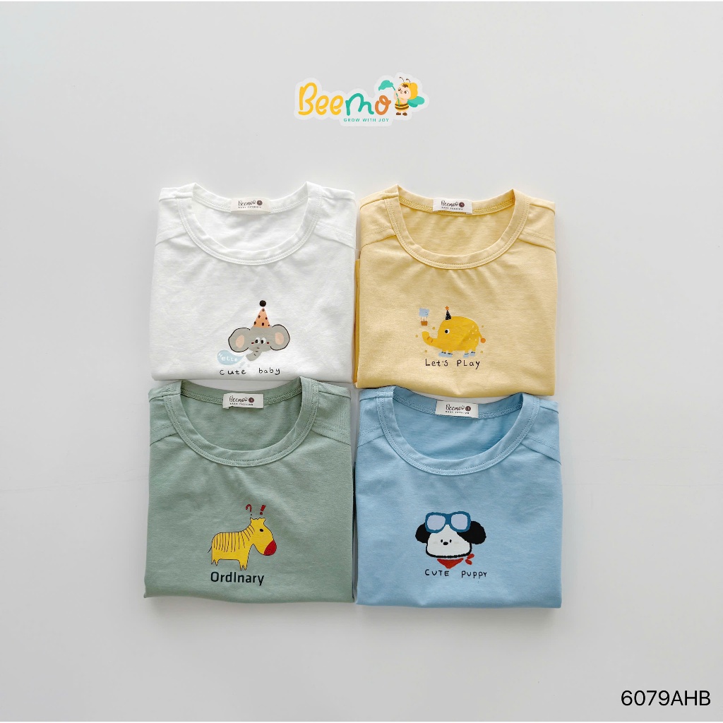 Áo ba lỗ in hình động vật Beemo chất liệu cotton co giãn thoáng khí cho bé 9-21kg
