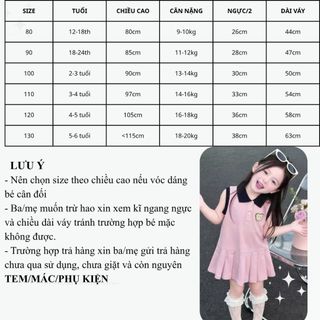 Váy polo bé gái 2-7 tuổi sát nách màu hồng ruốc viền cổ màu đen D1137
