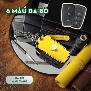 Bao Da Chìa Khoá Vf3, Vf5, Limo Green ( loại 2 nút, 3 nút bấm) - Da Bò Khâu Tay