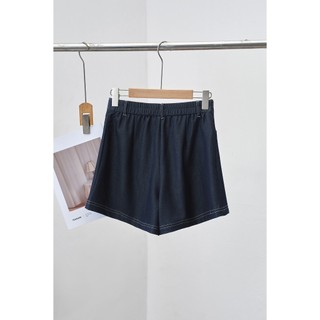 Quần Shorts Giả Váy LAMER Xếp Ly Lệch Chất Bò Lụa Giả Jean Mềm Mại V64S26Q001