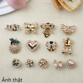Bộ 13 Sticker, Charm 3D chủ đề Hoa hướng dương bling nhựa cứng gắn Dép Sục, Cá sấu JB-454 Mita