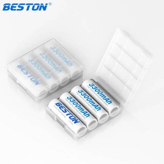 Vỉ 4 viên pin sạc Beston AA 3300mAh 1.2V Ni-Mh - kèm hộp nhựa (trắng)