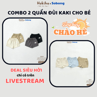 Combo 2 quần đùi kaki cho bé trai, bé gái Hokiha vải kaki mềm mại, thoáng mát size 8-17kg QQ102-QQ42