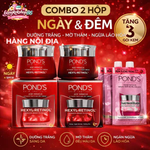 Combo 2 Hộp Kem Dưỡng Da Pond’s Age Miracle Hexyl-Retinol Ngày & Đêm – Trắng Da, Mờ Thâm, Chống Lão Hóa