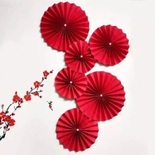 Combo 6 Quạt Giấy Cờ Đỏ Sao Vàng Decor 30/4 - Set Trang Trí "Tôi Yêu Việt Nam" Kim Tuyến Đẹp Cho Quán Cafe, Lớp Học