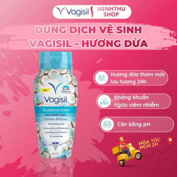 (Hỏa tốc) Dung Dịch Vệ Sinh Phụ Nữ Hương Dừa Vagisil Coconut Hibiscus, Dung Dịch Vệ Sinh Kiểm Soát Mùi