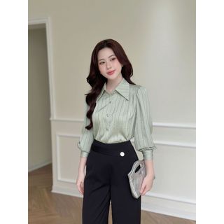 Quần LQ057 ống suông phối đai giả lệch đính khuy