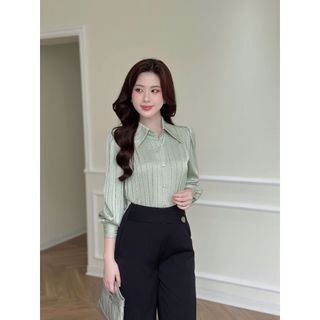 Quần LQ057 ống suông phối đai giả lệch đính khuy