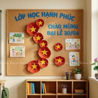 Hoa Vải Đỏ Sao Vàng Hoa Trang Trí Dán Tường, Decor Sự Kiện, Lễ Hội, Kỉ Niệm 30/4