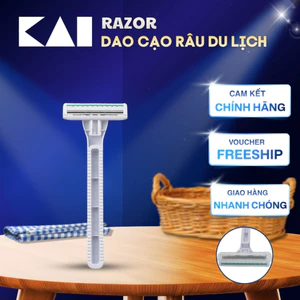 Dao cạo râu lưỡi kép dòng du lịch, khách sạn có nắp nhựa bảo vệ KAI NTS-PW (màu trắng)