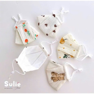 Khẩu trang xô Muslin rút dây dáng cá 4 lớp cho bé