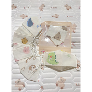 Khẩu trang xô Muslin rút dây dáng cá 4 lớp cho bé