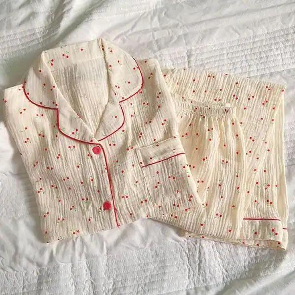 Bộ Ngủ Nữ Hàng Cao Cấp, Set Pyjama Tay Dài Vải Đũi Mây, Nhiều Màu Pastel Hoạ Tiết Dễ Thương