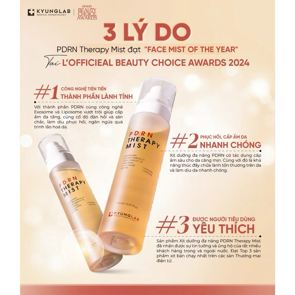 Xịt khoáng KyungLab PDNR Therapy Mist 150ml xịt dưỡng tế bào gốc tăng collagen cấp ẩm phục hồi bảo vệ da IS16