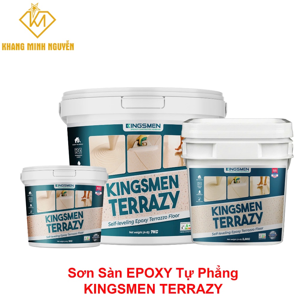 (1Kg) - Sơn Sàn Epoxy Tự Phẳng Terrazy, Cải Tạo Sàn Không Đục Phá, Chống Thấm Chống Nấm Mốc