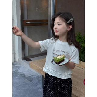 [B&G] Sét bộ Áo thun mềm mát quần suông dài chấm bi phối ren cực đáng yêu cho bé gái từ 10-45kg