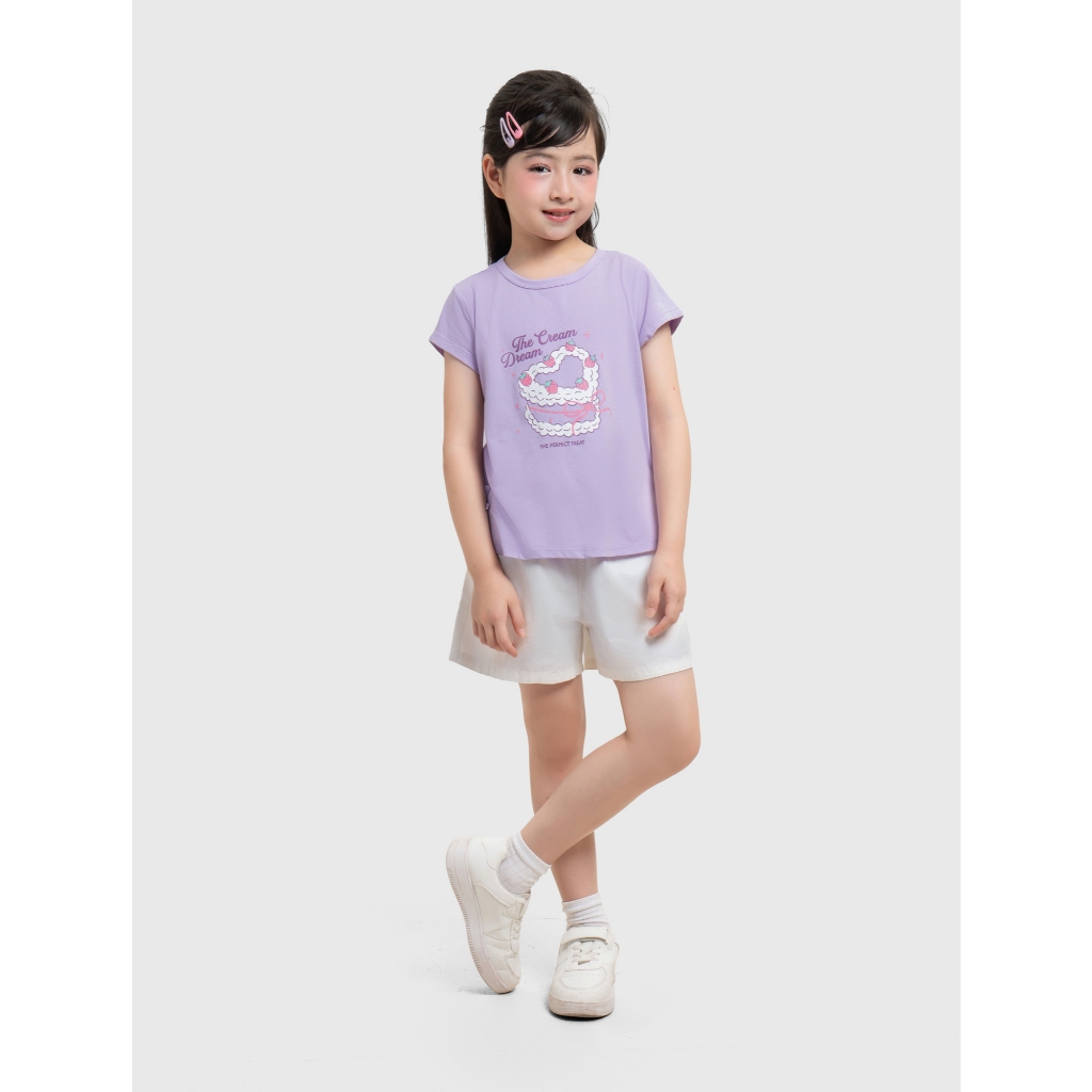 Áo phông bé gái CANIFA cộc tay cổ tròn chất cotton pha mềm mịn PS26 1TS26S006