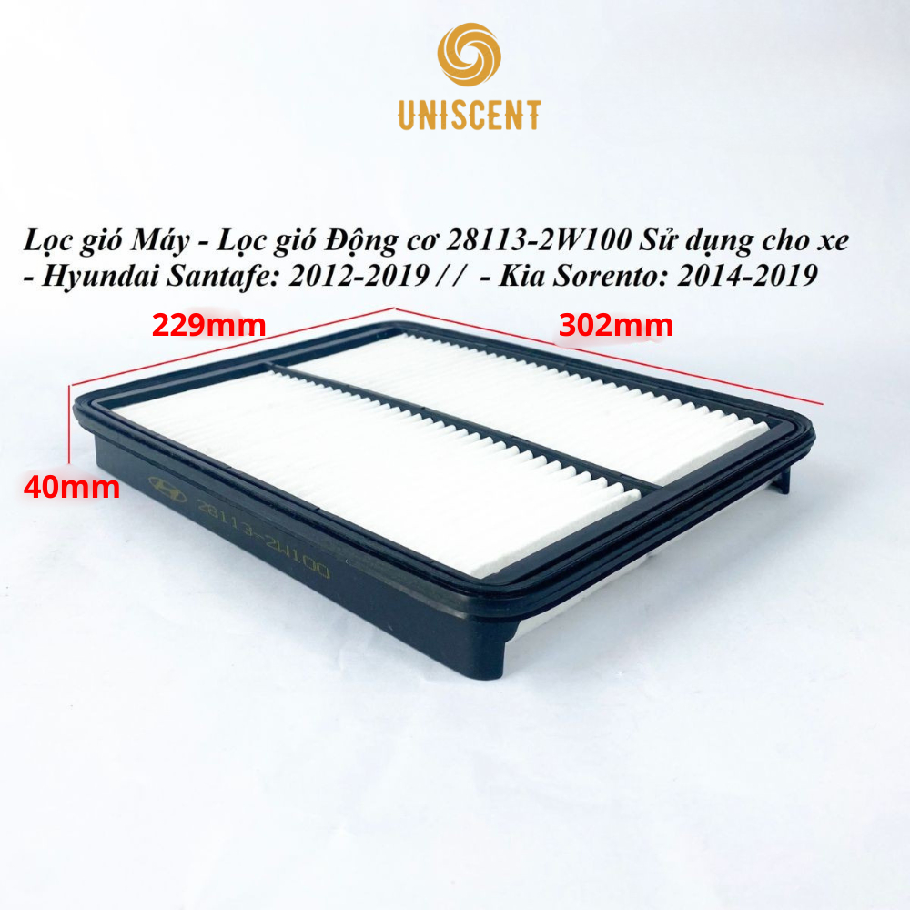 Lọc Gió Động Cơ Santafe Máy Xăng (12-19)- Sorento Máy Xăng (14-17) (Mã: 281132W100) Chính Hãng OEM