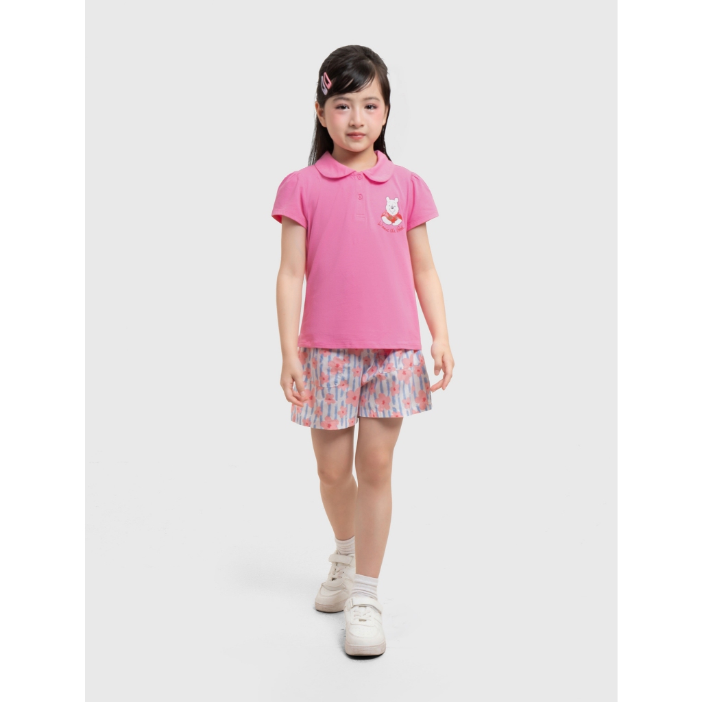 Áo polo bé gái CANIFA ngắn tay cổ sen in hình 1TP26S005