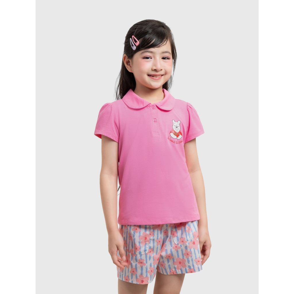 Áo polo bé gái CANIFA ngắn tay cổ sen in hình 1TP26S005