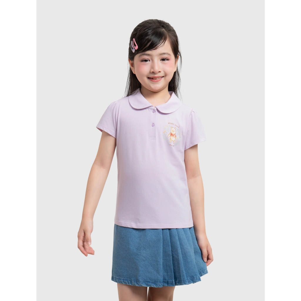 Áo polo bé gái CANIFA ngắn tay cổ sen in hình 1TP26S005