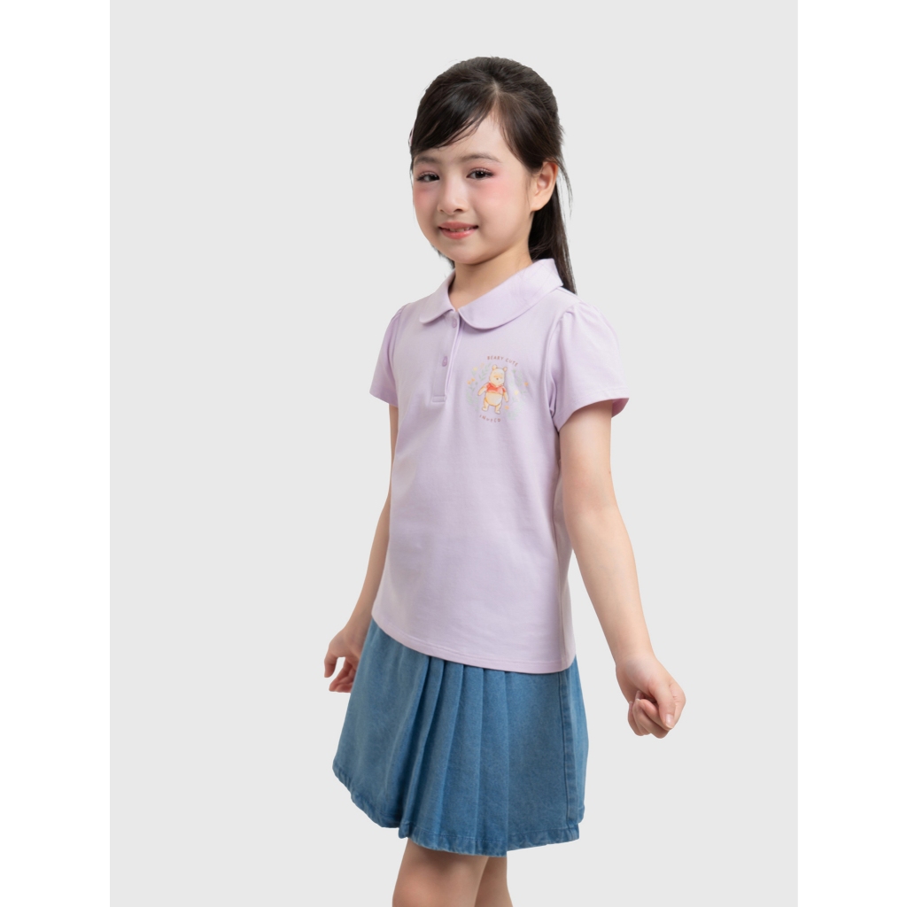 Áo polo bé gái CANIFA ngắn tay cổ sen in hình 1TP26S005