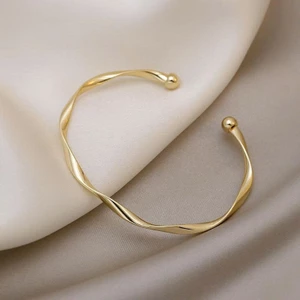 HOLIE Vòng Tay Dạng Hở Họa Tiết Lượn Sóng Đơn Giản Thời Trang Unisex