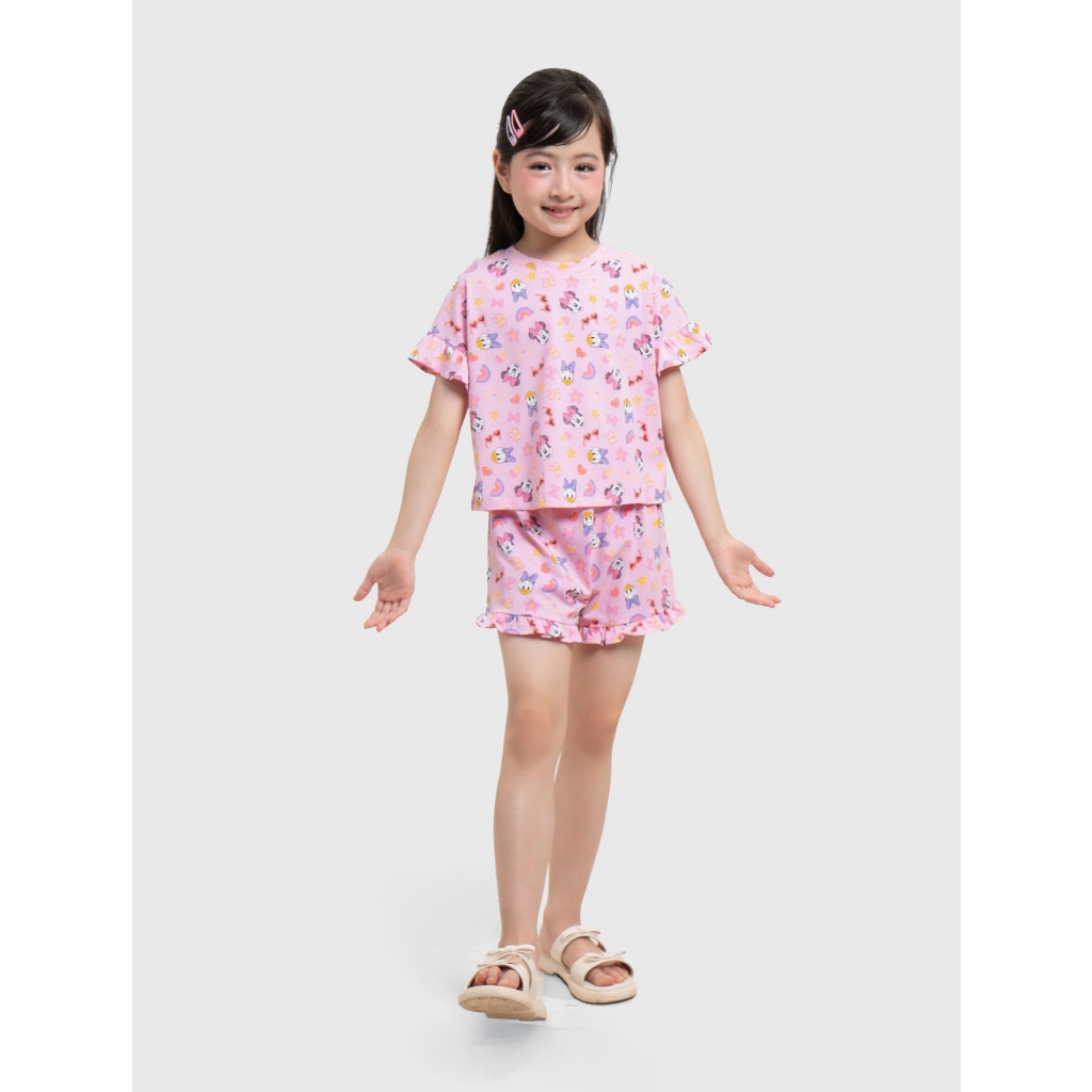 Bộ quần áo hè bé gái CANIFA cộc tay in họa tiết 1ST26S003