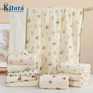 Chăn xô KILUTA, chăn xô muslin hạt đậu viền Ziczac có túi vải cho bé