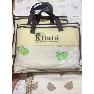 Chăn xô KILUTA, chăn xô muslin hạt đậu viền Ziczac có túi vải cho bé