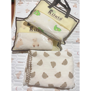 Chăn xô KILUTA, chăn xô muslin hạt đậu viền Ziczac có túi vải cho bé
