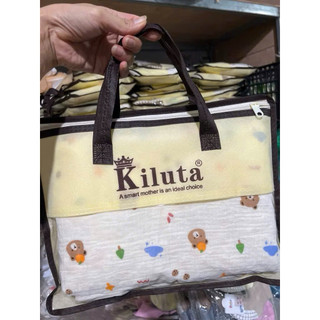 Chăn xô KILUTA, chăn xô muslin hạt đậu viền Ziczac có túi vải cho bé