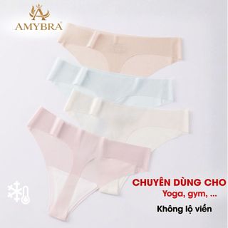 Quần lót lọt khe tinh tế quyến rũ, Quần chip nữ trong suốt viền ép đáy may AMYBRA L617