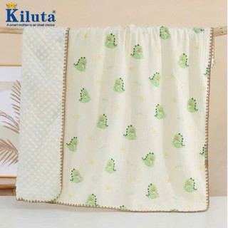 Chăn xô KILUTA, chăn xô muslin hạt đậu viền Ziczac có túi vải cho bé
