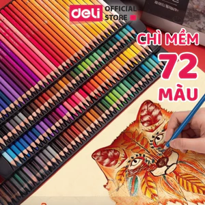 Bút Chì Màu Gốc Dầu/Nước 36/72 Màu Cao Cấp Deli Màu Chì Hộp Thiếc Chuyên Nghiệp Vẽ Thiết Kế Phác Họa