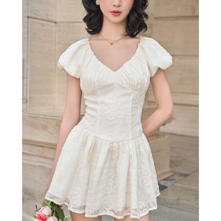 Đầm Nữ SIGHAL Cổ V Tay Phồng Dáng Xòe Nữ Tính GOÛT DE JUN