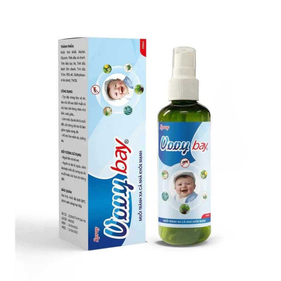 [ Mua 2 Tặng 1 ] Chai Xịt Vovybay Spray - Xua Đuổi Muỗi Và Côn Trùng Cho Bé Chai 100ml
