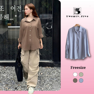 Áo sơ mi dài tay dáng dài rộng, basic Twenty.5- 6244