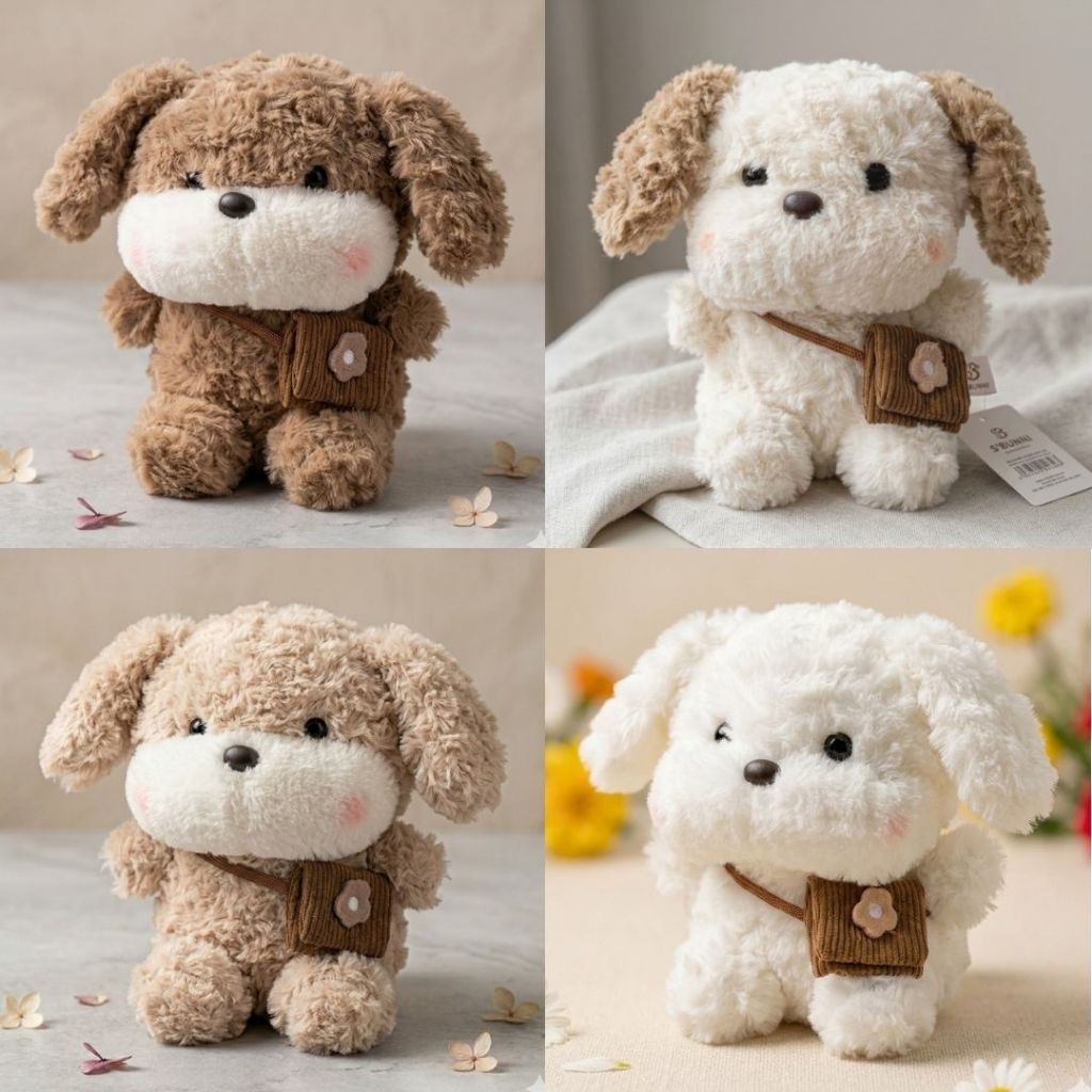 Gấu Bông Động Vật Đeo Yếm Lông Tơ Non Mềm Mại, Thú Nhồi Bông Thỏ Cún Mèo Làm Mini Làm Quà Tặng Cho Bé, Bạn Gái